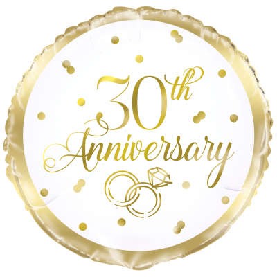 30th Anniversary Round Gold 18inch Foil Balloon