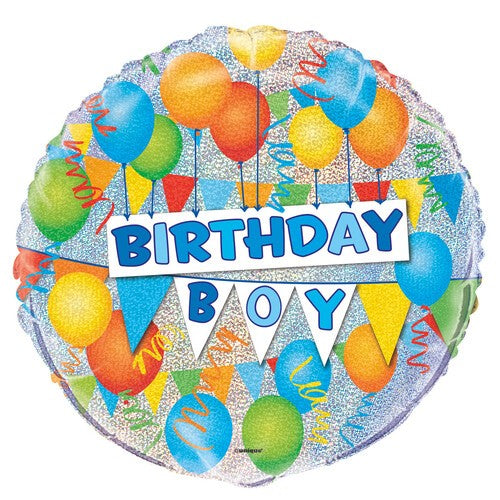 Bunting Birthday Boy 18inch Foil Balloon