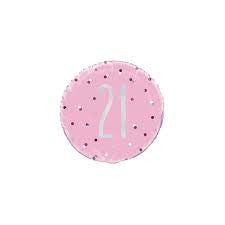 Pink & Silver No.21 18inch Foil Balloon