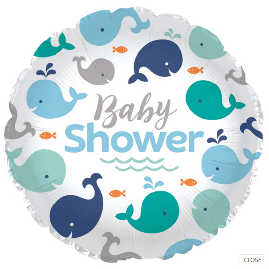 Whale Baby Shower 18inch Foil Balloon