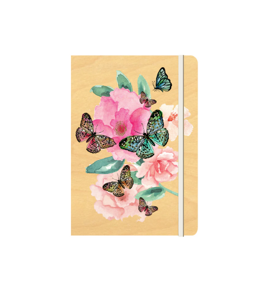 Cristina Re Wood Cover B6 Journal Butterfly Garden