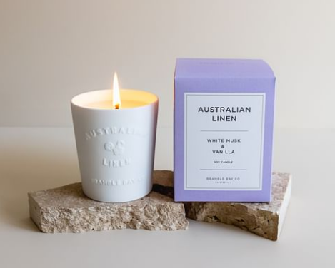 Bramble Bay Co Australian Linen White Musk & Vanilla Candle