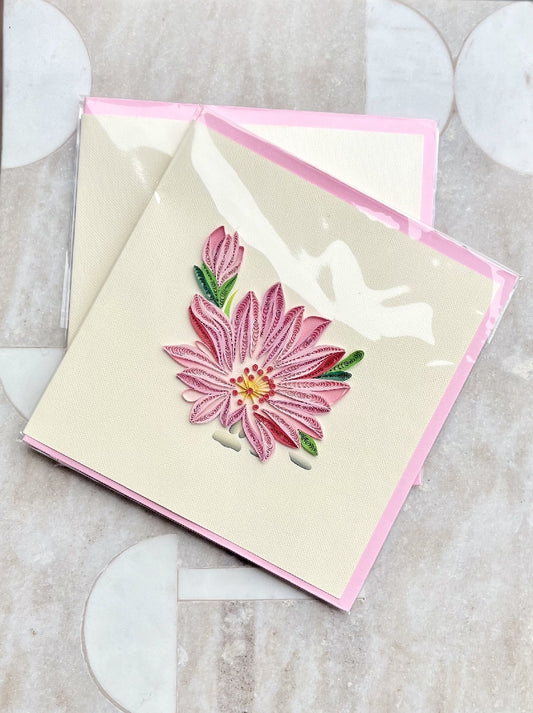 Pink Blooms Paper Quilled Greeting Card