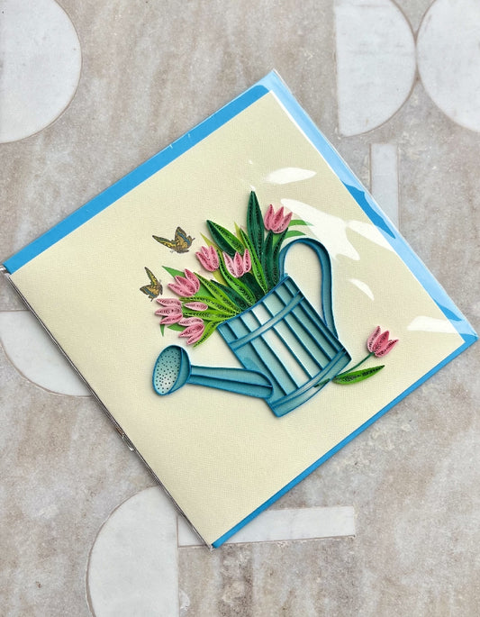 Watering Can Paper Quilled Greeting Card