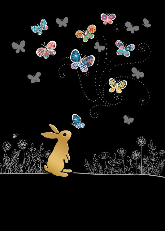Rabbit Butterflies Greeting Card