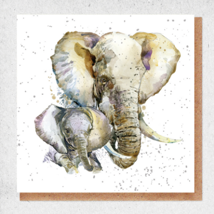 Elephants Water Colour Greeting Card
