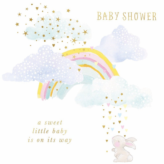 With Love Rainbow Bunny Baby Shower Greeting Card