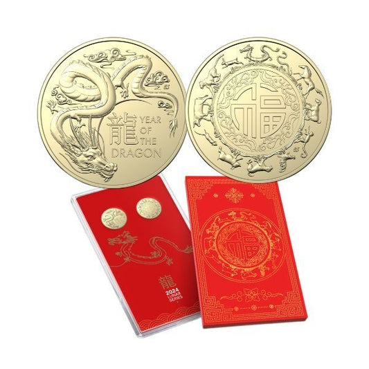 Lunar Year Of The Dragon 2024 $1 Albr Uncirculated 2 Coin Set