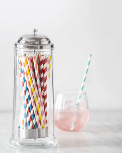 Glass Straw Dispenser w/Straws