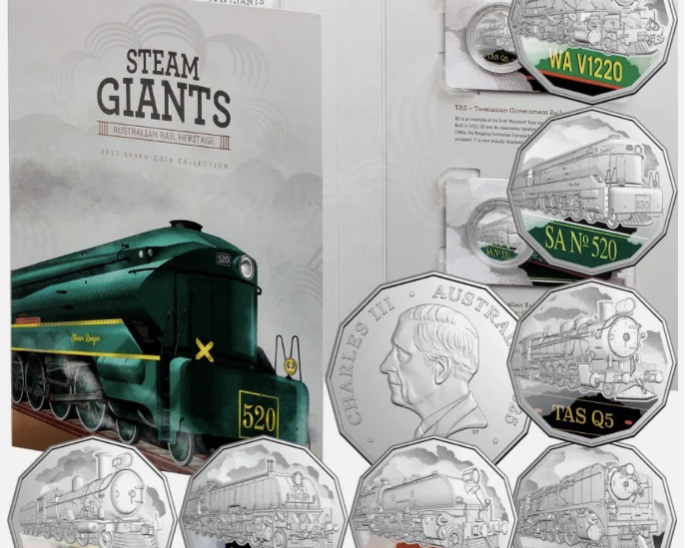 2025 Steam Giants Uncirculated 50 Cent Coloured Coin Collection