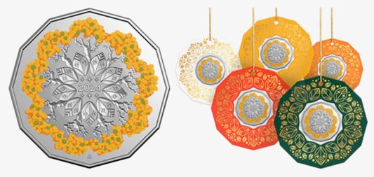 shop the Christmas Decoration Festive Floral 2024 50c Coloured Uncirculated Coin here at More Than News.