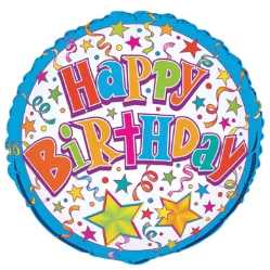 Stars & Streamers Happy Birthday 18inch Foil Balloon