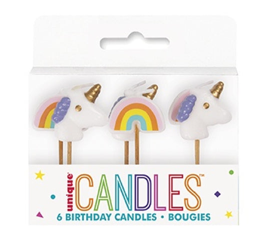 Unicorns & Rainbows Birthday Candles 6pk