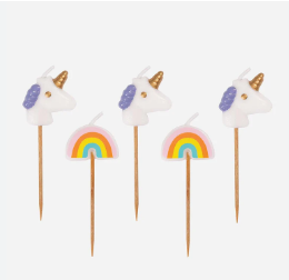 Unicorns & Rainbows Birthday Candles 6pk