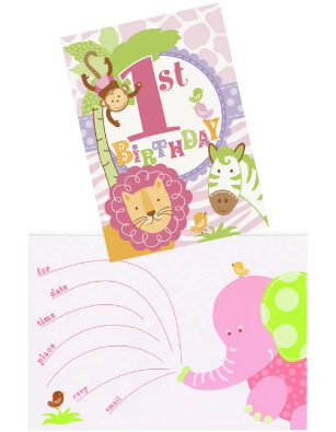 1st Birthday Invitations 13.7cm X 9.7cm 8pk