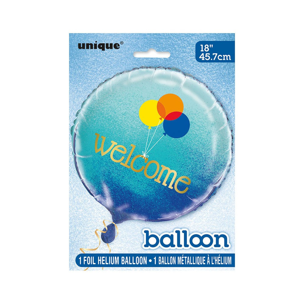 Blue Ombre Welcome 45cm (18inch) Foil Balloon