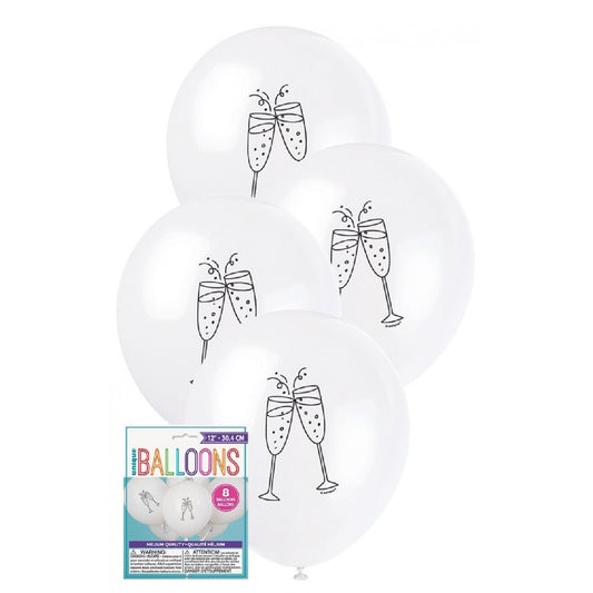 Latex Balloons Champagne Flute Glasses 8pkt