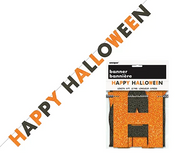 Happy Halloween Black & Orange Glitter Jointed Banner 2.74m