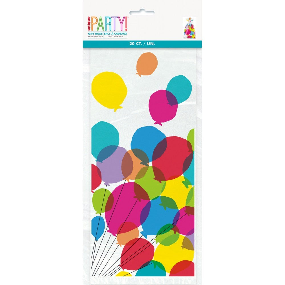 Rainbow Balloons Party Cello Bags 20pk