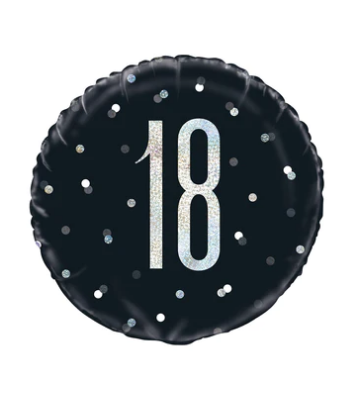 Black & Silver No.18 18inch Foil Balloon