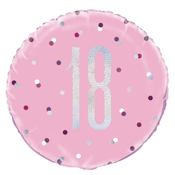 Pink & Silver No.18 18inch Foil Balloon