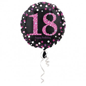 Black & Pink No.18 18inch Foil Balloon