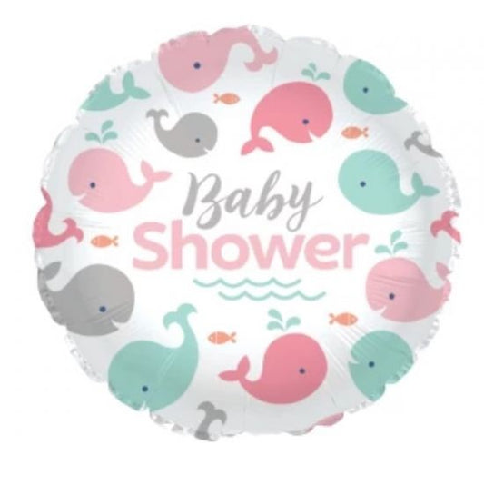 Pink Whales Baby Shower 18inch Foil Balloon