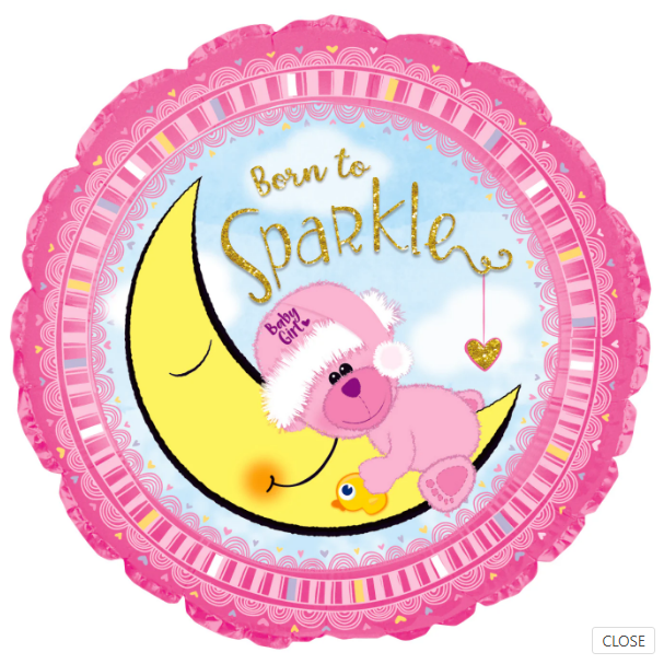 Born To Sparkle Baby Girl 17inch Foil Balloon