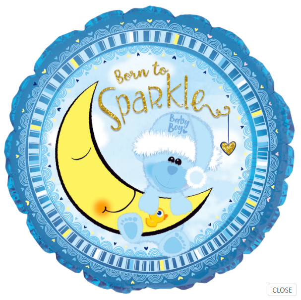 Born To Sparkle Baby Boy 17inch Foil Balloon