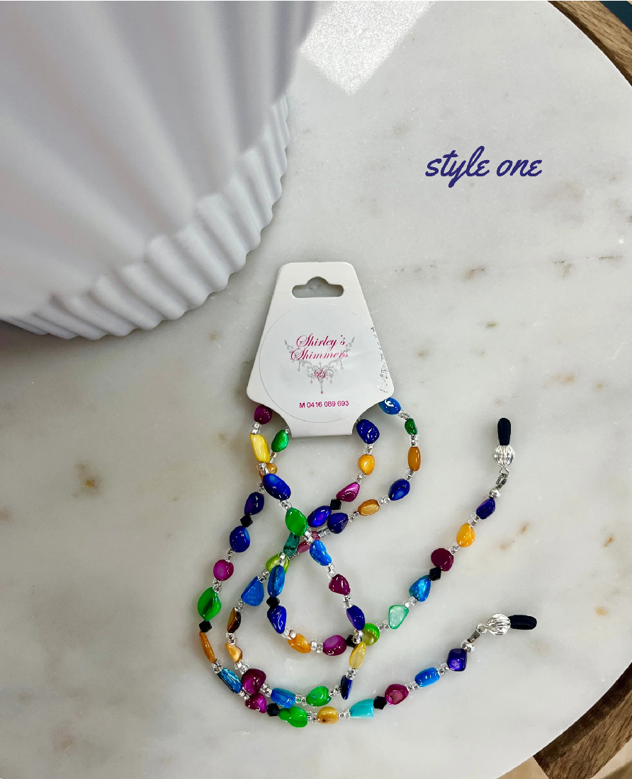 Shirley's Shimmers Beaded Glasses Chain Rainbow Collection