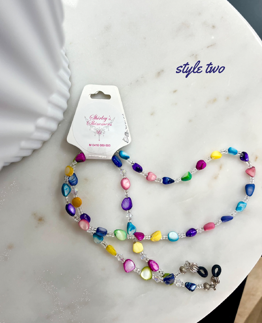 Shirley's Shimmers Beaded Glasses Chain Rainbow Collection
