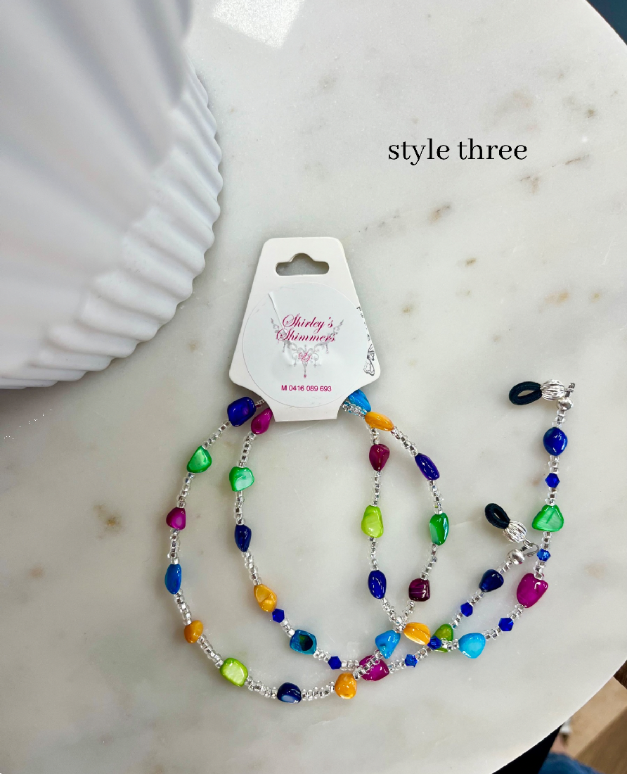 Shirley's Shimmers Beaded Glasses Chain Rainbow Collection