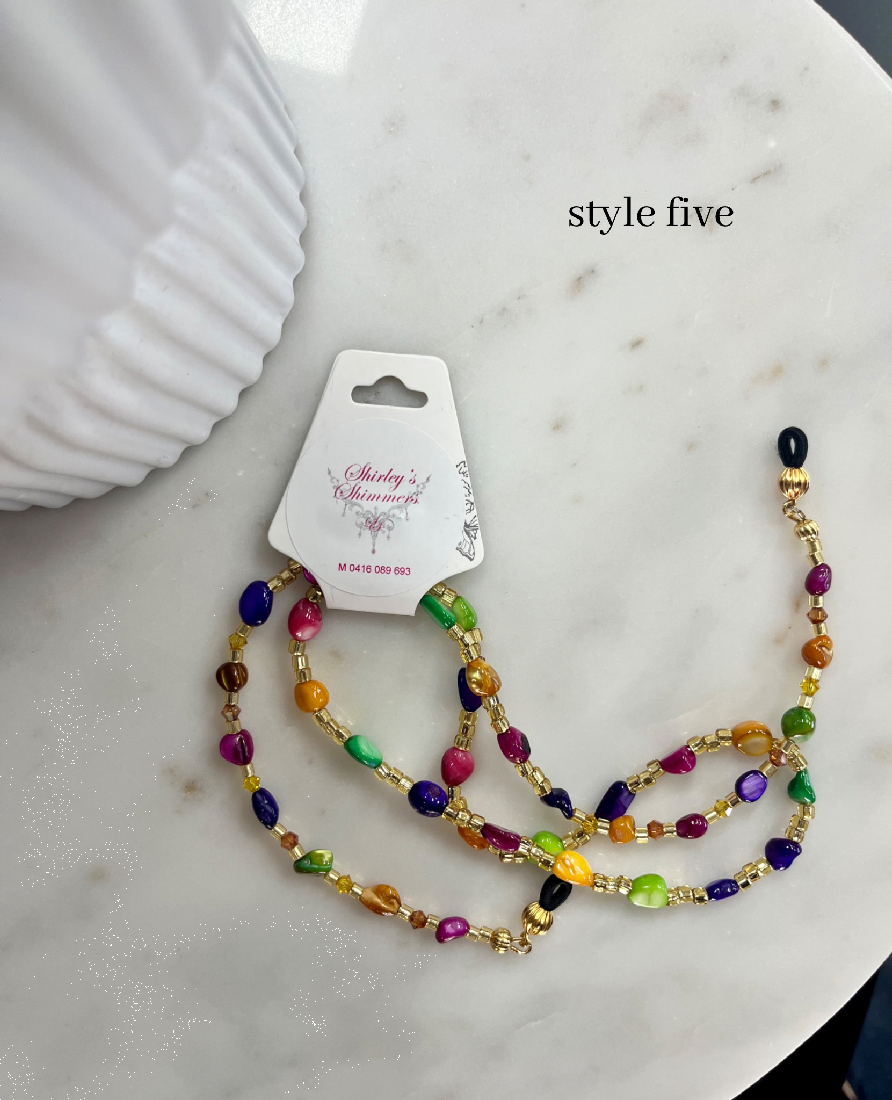 Shirley's Shimmers Beaded Glasses Chain Rainbow Collection