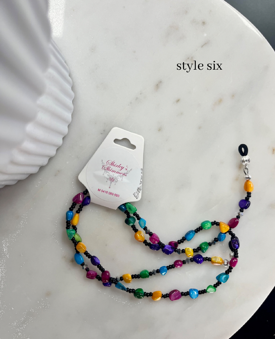 Shirley's Shimmers Beaded Glasses Chain Rainbow Collection