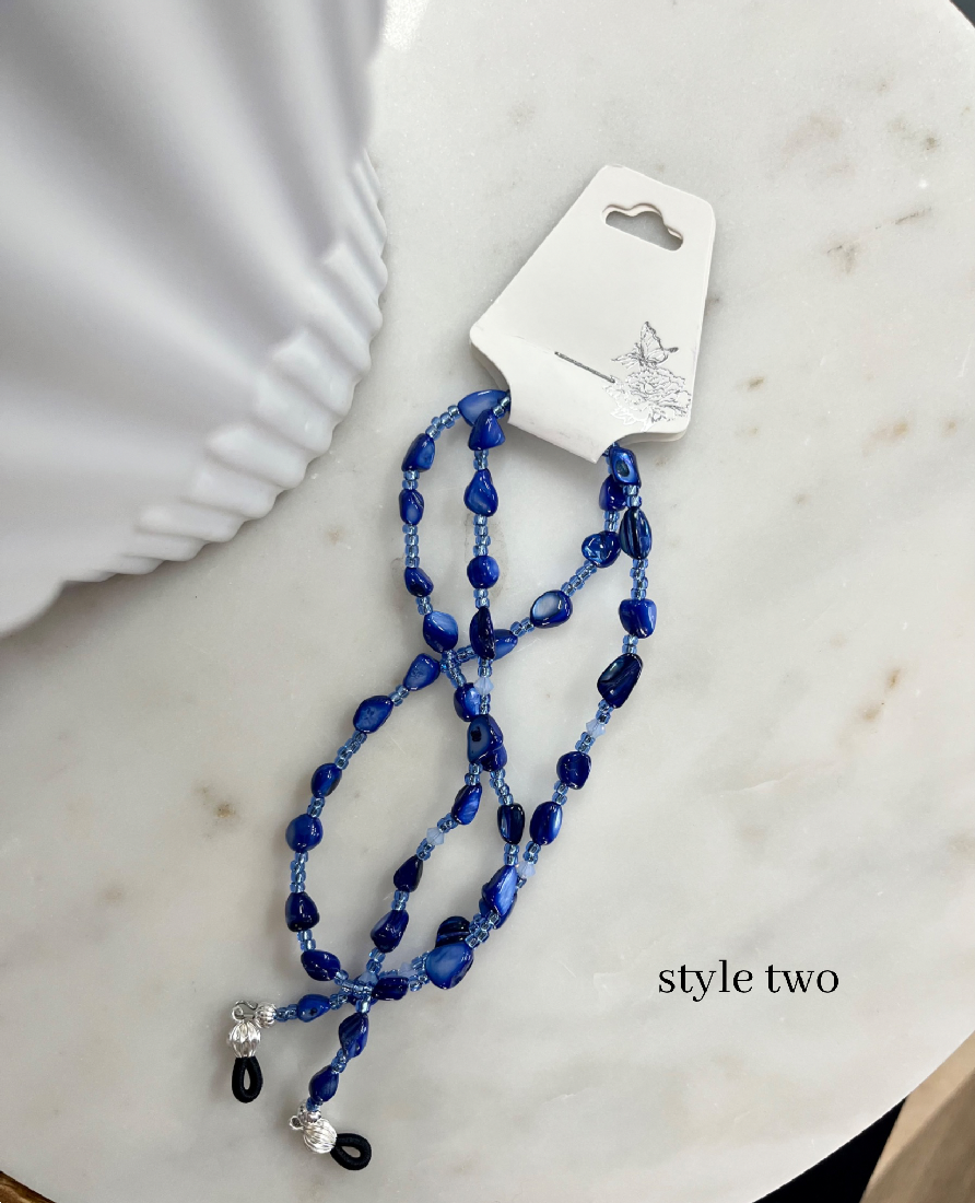 Shirley's Shimmers Beaded Glasses Chain Blue Collection