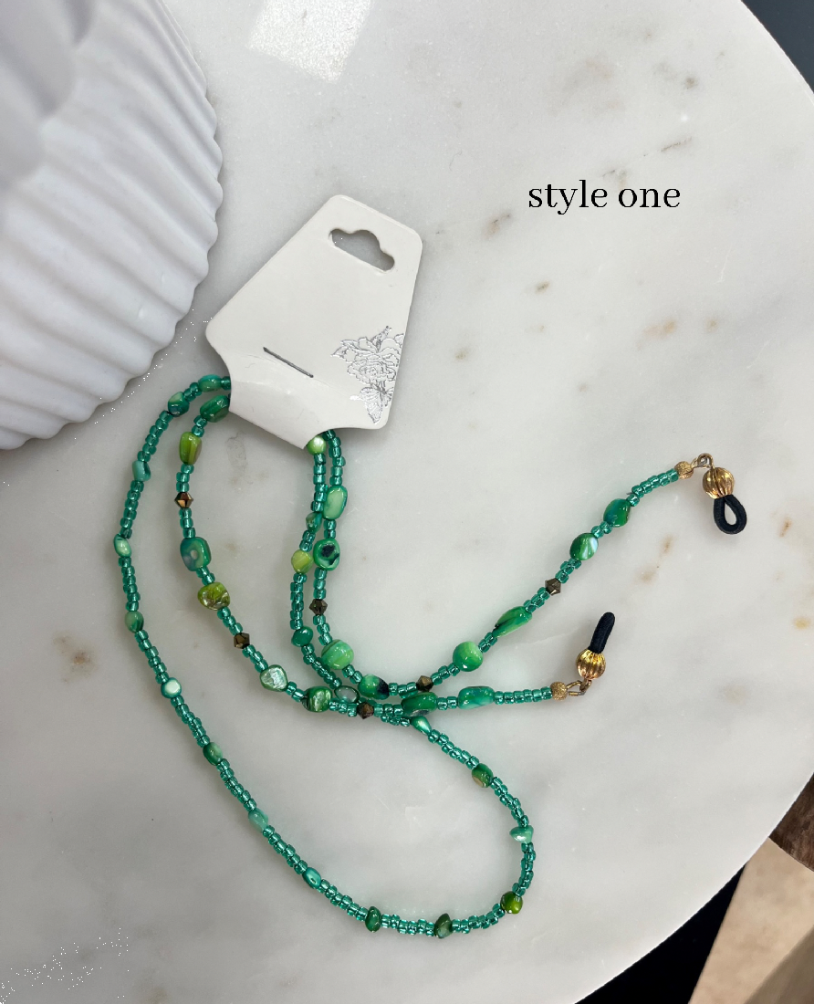 Shirley's Shimmers Beaded Glasses Chain Green Collection