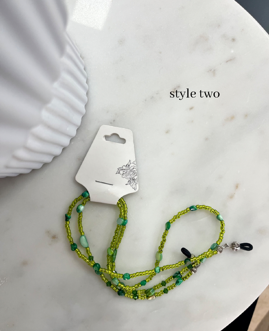 Shirley's Shimmers Beaded Glasses Chain Green Collection