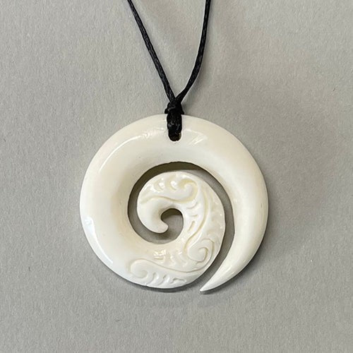 Bone Etched Koru Pendant