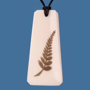 Bone New Zealand Fern Etched Pendant