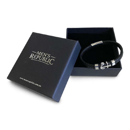 Men's Republic Anchor Leather Bracelet