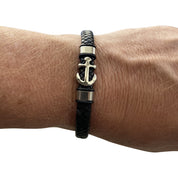 Men's Republic Anchor Leather Bracelet