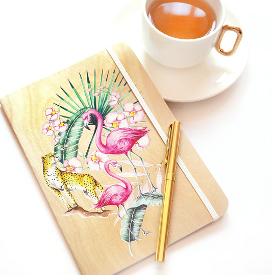 Cristina Re Wood Cover A5 Journal Flamingo Jungle