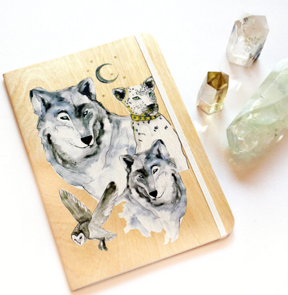 Cristina Re Wood Cover A5 Journal White Wolf
