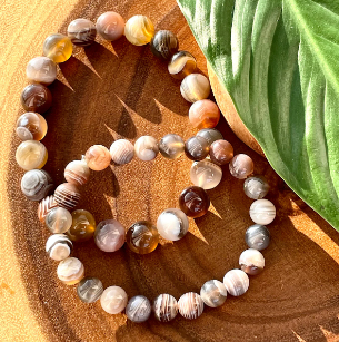 Natural Botswana Agate Healing Bracelet In Earth Tones