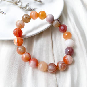 Natural Botswana Agate Healing Bracelet In Peach Tones
