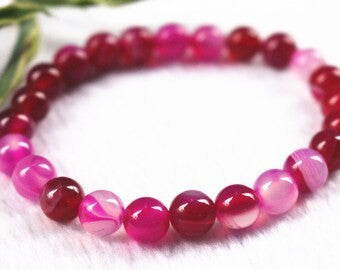 Natural Botswana Agate Healing Bracelet In Pink Hues