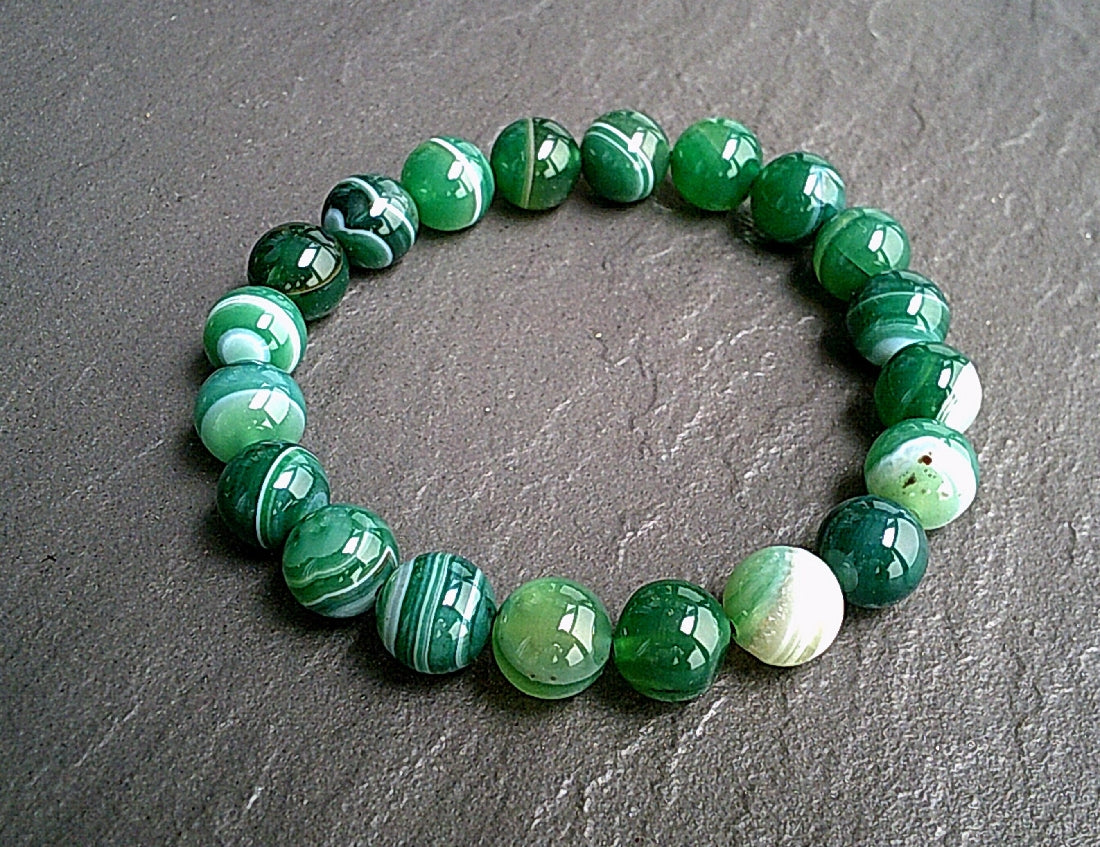 Natural Botswana Agate Healing Bracelet In Ocean Hues