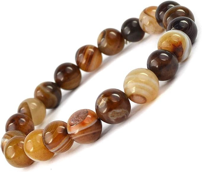 Natural Botswana Agate Healing Bracelet In Deep Brown Tones