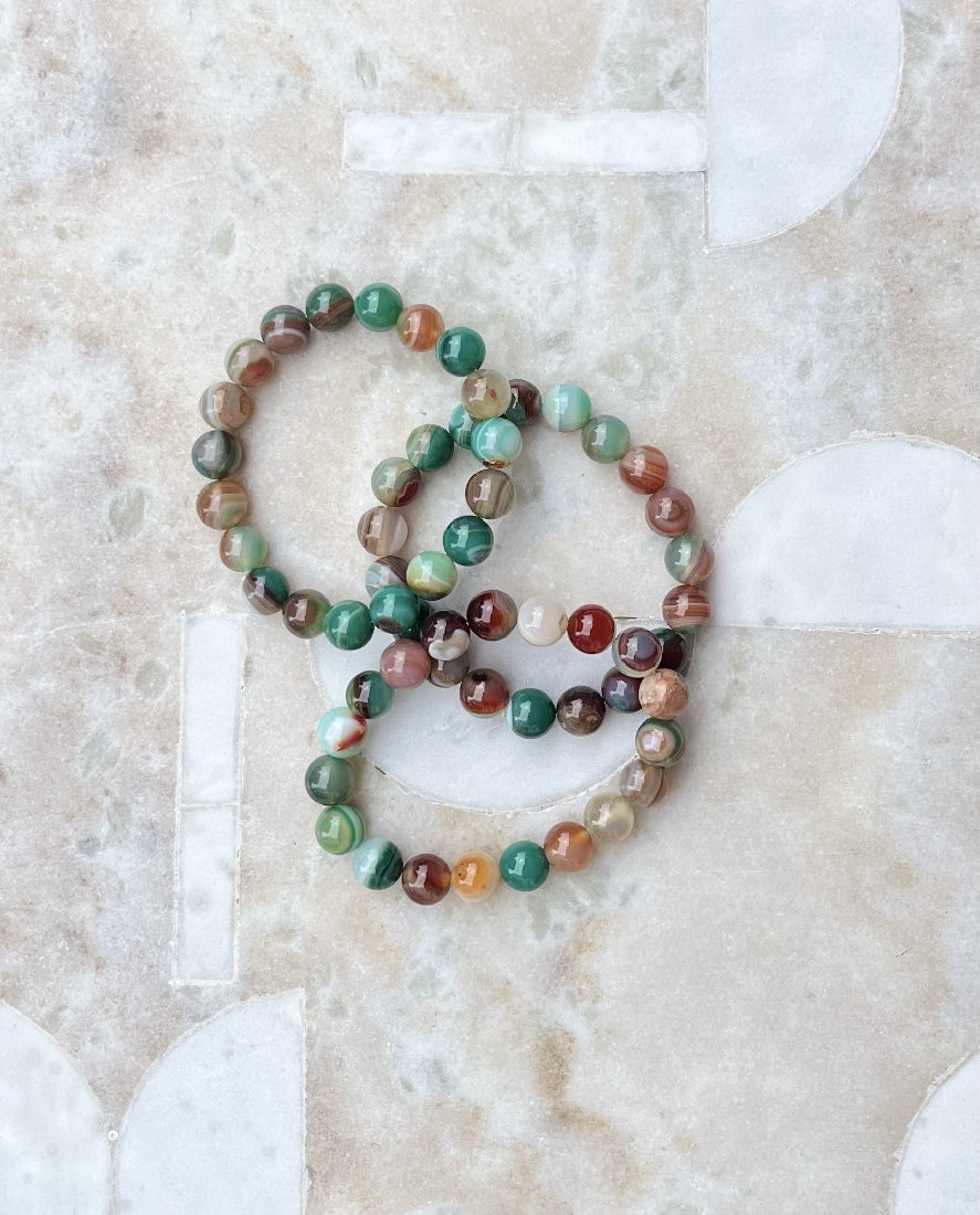 Natural Botswana Agate Healing Bracelet In Natural Tones
