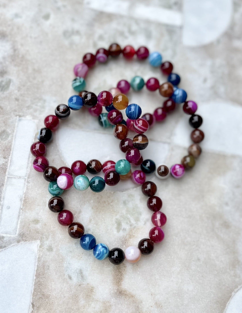 Natural Botswana Agate Healing Bracelet In Multi Tones